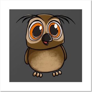 Cute Brown Kawaii Owl Posters and Art